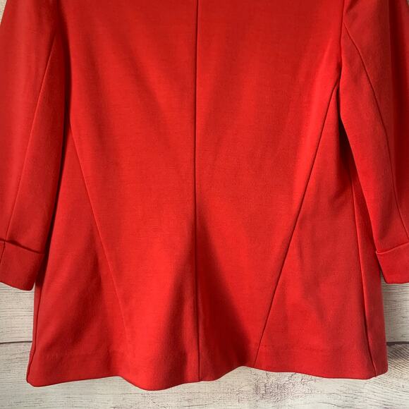 Lauren Conrad Dark Coral Pink Blazer Jacket Open Front Elbow Length Sleeves Sz 4 - Picture 6 of 11